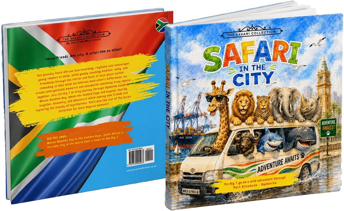 Front and back covers of Safari in the City by Christine Moss Jooste